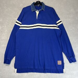 Gant Polo Shirt Rugby Style Men’s XL Blue White Striped Long Sleeve Casual